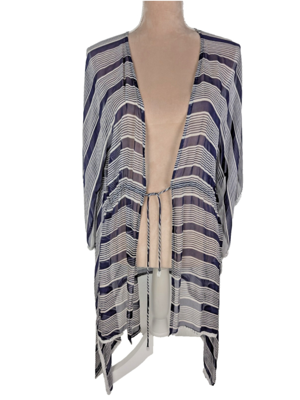Calypso St. Barth Silk Kimono Topper Coverup Blue Sz XS Nautical Resort Vacation